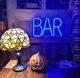 Портативная декоративная неоновая вывеска "BAR" синяя на батарейках/USB 29*14.5*2 см - изображение 3