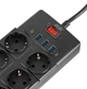 Мережевий фільтр-подовжувач 2E SP-10M-3USB-BK 3м, 10xТипF, 16A, 3xUSB-A, 1xUSB-C - зображення 4
