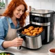 Аэрогриль Rainberg RB 2330 4200W аэрофритюрница безмасляная для приготовления без масла с 2 Тенами 8,5 л Серебряная с черным - изображение 3
