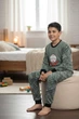 Пижама зимняя для мальчика теплая полар флис Mini Moon р 134 см 9 лет арт 6613 Бейссбол Оливковый - изображение 2