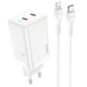 Быстрое зарядное устройство Hoco N23 2PD 45W GaN Type C to Type C 1 / 2 – 45ват Power Delivery 3.0 набор с кабелем Type-C на Lightning - изображение 3