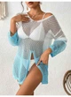 Пляжна туніка сітка двокольорова MB блакитний, one size Т62 - изображение 3