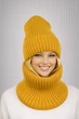 Жіночий в'язаний комплект шапка + снуд Жанна (One-Size) Гірчичний - зображення 1