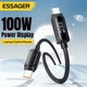 Кабель Essager Type-C – Type-C PD 100W (20V/5A) LED дисплей быстрая зарядка для ноутбуков смартфонов планшетов (длина 1 м) - изображение 4