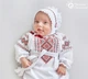 Набор одежды для крещения девочки с красно-черной вышивкой Мамине Сонечко 62 размер Украиночка лен белый + мешочек для первой пряди в подарок (арт. 11101-1) - изображение 4
