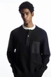 Джемпер чоловічий COS waffle-knit henley jumper 1195723002 XL Синій - зображення 1