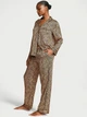 Піжама Сатинова (сорочка + штани) Victoria's Secret Signature Satin Long Pajama Set S Regular Леопардовий (27145520) - изображение 1