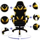 Профессиональное игровое кресло VECOTTI GT Pro с подставкой для ног, чёрно-жёлтое - изображение 4