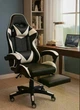 Профессиональное геймерское кресло Vecotti GT чёрно - белое Comfort с подставкой для ног - изображение 2