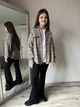Рубашка для девочки подростковая детская в клетку сорочка оверсайз из фланели хлопковая байковая с длинным рукавом IRmAS 1332 рост размер 152 бежевая - изображение 1
