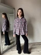 Рубашка для девочки подростковая детская в клетку сорочка оверсайз из фланели хлопковая байковая с длинным рукавом IRmAS 1333 рост размер 140 серая - изображение 9