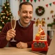 Новорічний нічник XMAS WDL 25010A 179 см подарункова коробка з LED підсвіткою та ефектом снігопаду фігурки Санти сніговика ялинки святковий декор для вітальні дитячої кімнати атмосферне освітлення різдвяна прикраса з бантиком - зображення 4