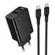 Адаптер сетевой HOCO C to C cable Leader charger set CS95A |1USB/1Type-C, PD/QC, 30W/3A| Black - изображение 1