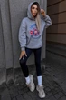 Худі жіноче на флісі сірого кольору з принтом Fashion розмір 46-48 (209623) - зображення 2