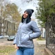 Демисезонная короткая женская куртка с воротником стойка и скрытым капюшоном 46-48, Графит - изображение 3