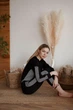 Спортивный трикотажный женский костюм со вставками в гусиную лапку прогулочный комплект из двунитки 42-44, Черный - изображение 4