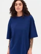 Футболка хлопковая оверсайз длинная женская Ray Oversize Unisex U0104W S/M Темно-синяя (RAY2000000023748) - изображение 1