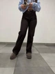 Джинсы wide leg (прямые) коричневые с ремнем 29 - изображение 2