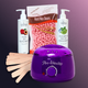 Набір для депіляції, воскоплав банковий Pro Wax Purple, Віск 300 г, Шпателі, засіб До та Після депіляції - зображення 1