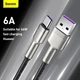 Дата кабель USB 2.0 AM to USB-C 1.0m Cafule Metal 66W black Baseus (CAKF000101) - изображение 5