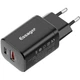 Зарядное устройство Essager 1xUSB + 1xUSB-C PD30W black (ECTPQS-ZTB01) - изображение 1