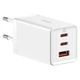 Зарядний пристрій Baseus GaN5 Pro 2xUSB-C+USB QC4.0/PD3.0 65W (USB-C 100W Cable) White (CCGP120202) - зображення 1