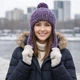Жіноча в'язана шапка вушанка "Ms. Jen" з помпоном, фіолетово-чорний мікс - ручна робота від PRIGRIZ - зображення 1