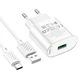 Зарядне Hoco C109A 1USB 3А QC3.0 18W кабель Type-C білий - изображение 3