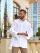 Пляжна чоловіча туніка сорочка з застібкою по всій довжині біла штапель L - зображення 1