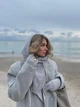 Теплий ангоровий капор на кнопках Zefur One size сірий - изображение 6