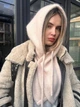 Теплий ангоровий капор на кнопках Zefur One size бежевий - изображение 1
