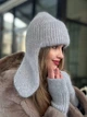 Тепла вушанка та мітенки з натуральної ангори Zefur One size сірі - изображение 1