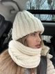 Шапка в'язана на флісі і баф Zefur One size білий - изображение 1