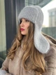 Тепла вушанка та мітенки з натуральної ангори Zefur One size сірі - изображение 12