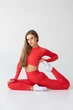 Женские бесшовные леггинсы с высокой посадкой Giulia FLEXING LEGGINGS ACTIVE L/XL Red-poppy, спортивные лосины с микрофибры - изображение 6