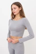 Топ женский укороченный с длинным рукавом Giulia CROP TOP L/XL Grey-griffin, стильный кроп-топ - изображение 3