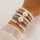 Багатошаровий браслет на руку, білий із сріблом, 5 шарів, 18 см Fashion Jewelry (II) 34007 - зображення 1