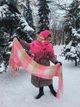 Женский теплый шарф Дред с бахромой Розово-коричневая клетка кашемир 210х50 см 00843/97 - изображение 2