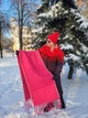 Женский теплый онотонный шарф Дред декоративной прошивкой и бахромой Малиновый яркий кашемир 210х50 см 00843/08 - изображение 1