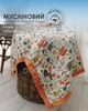 Плед детский муслиновый 6 слоев бело-оранжевого цвета с красивым принтом лесные животные и оранжевым кантом 110 х110 см (HPM0010) - изображение 1
