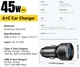 Автомобильное зарядное устройство ESSAGER ES-CC21 45W (FCP PD3.0 QC3.0) USB+TypeC PowerDisplay Grey (43713) - изображение 2