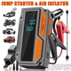 Пуско-зарядное устройство (бустер) для авто 10в1 JKUOO JS28 28000 mAh, 12V 3500A, с компрессором 150 PSI — Jump Starter, Power Bank QC 3.0, LED-фонарь - изображение 2