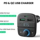 FM модулятор Ugreen CD229 Bluetooth Car Charger (5.0+PD+QC3.0+USB Flash Drive+TF (CD229) - изображение 3