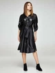 Жіноча сукня сорочка з екошкіри міді з поясом MODNA KAZKA MKSH2376/1 - 50/52, Чорний - зображення 1