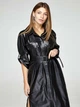 Жіноча сукня сорочка з екошкіри міді з поясом MODNA KAZKA MKSH2376/1 - 50/52, Чорний - зображення 4