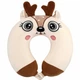 Подушка з вушками оленятко дорожня ARDESTO Travel Reindeer 30х30см поліуретанова піна меморі бежева з коричневим для подорожей - зображення 1