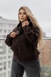 Теплая женская кофта худи оверсайз с капюшоном на молнии 46-48, Шоколадный - изображение 5