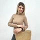 Базова тепла жіноча водолазка із високою горловиною великих розмірів 54-56, Капучино - зображення 4