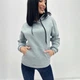 Утепленный женский батник худи с капюшоном на шнурке из трехнитки на флисе 46-48, Серый - изображение 6