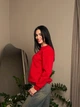 Базовая теплая женская кофта свитшот на флисе свободного кроя 42-44, Красный - изображение 3
